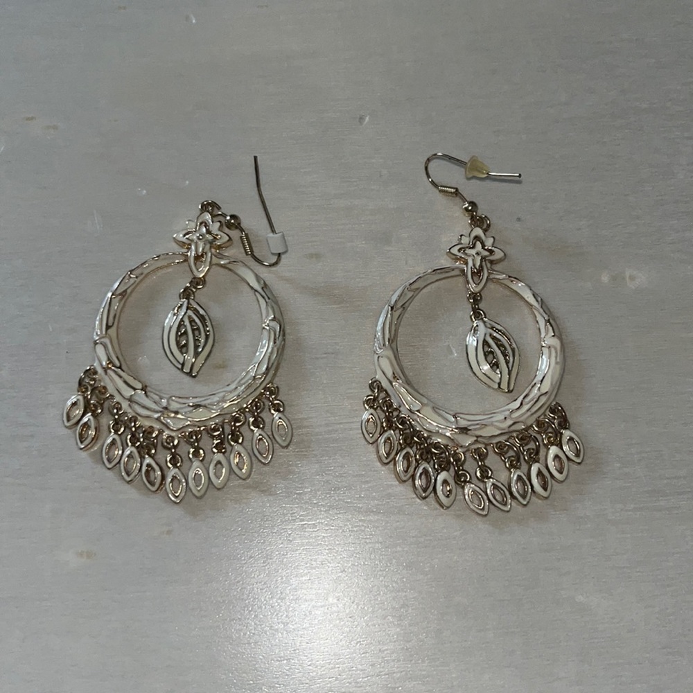 Vintage White and Gold Earrings